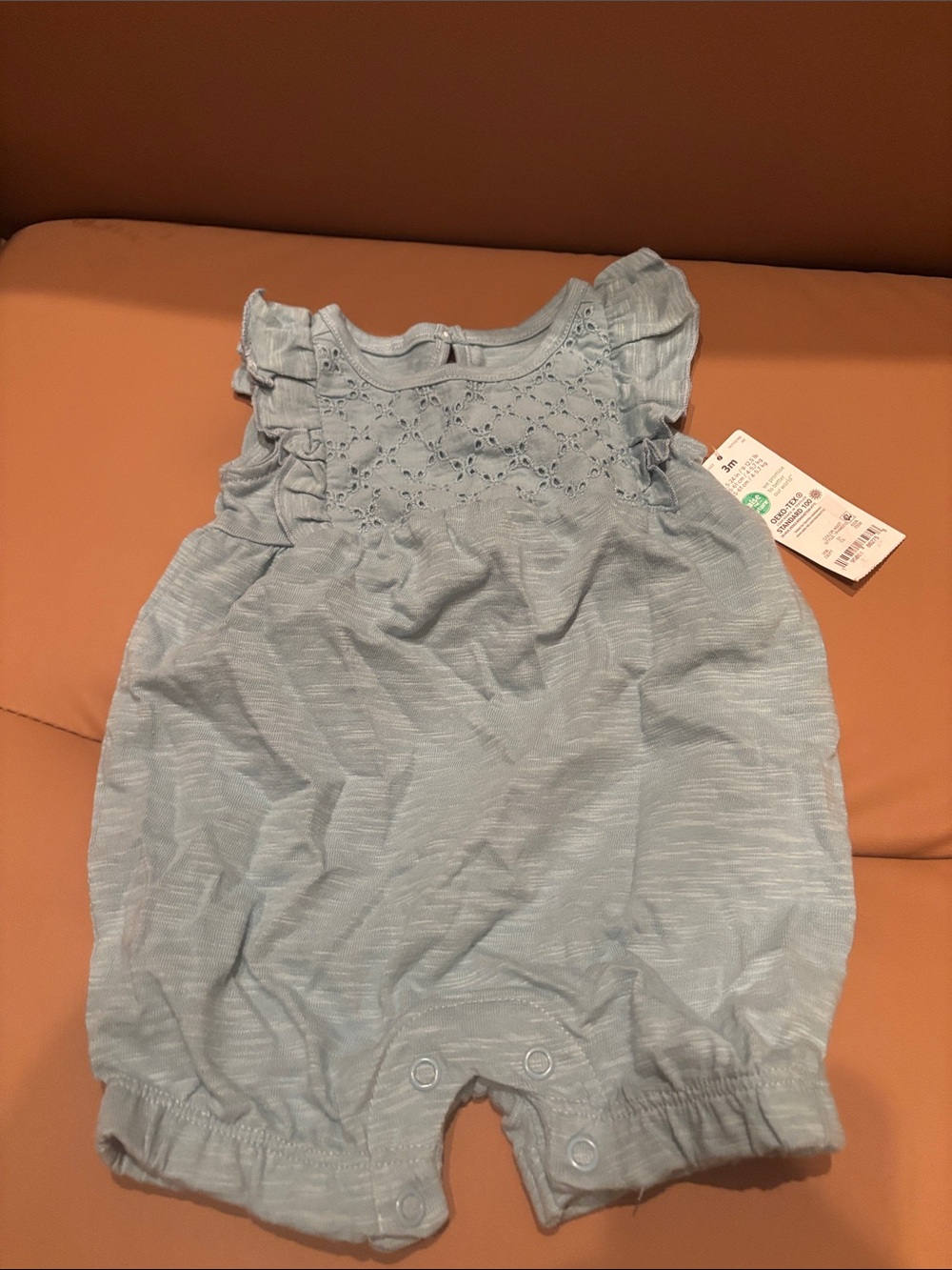 Carter’s Light Blue Baby Girl Eyelet Romper